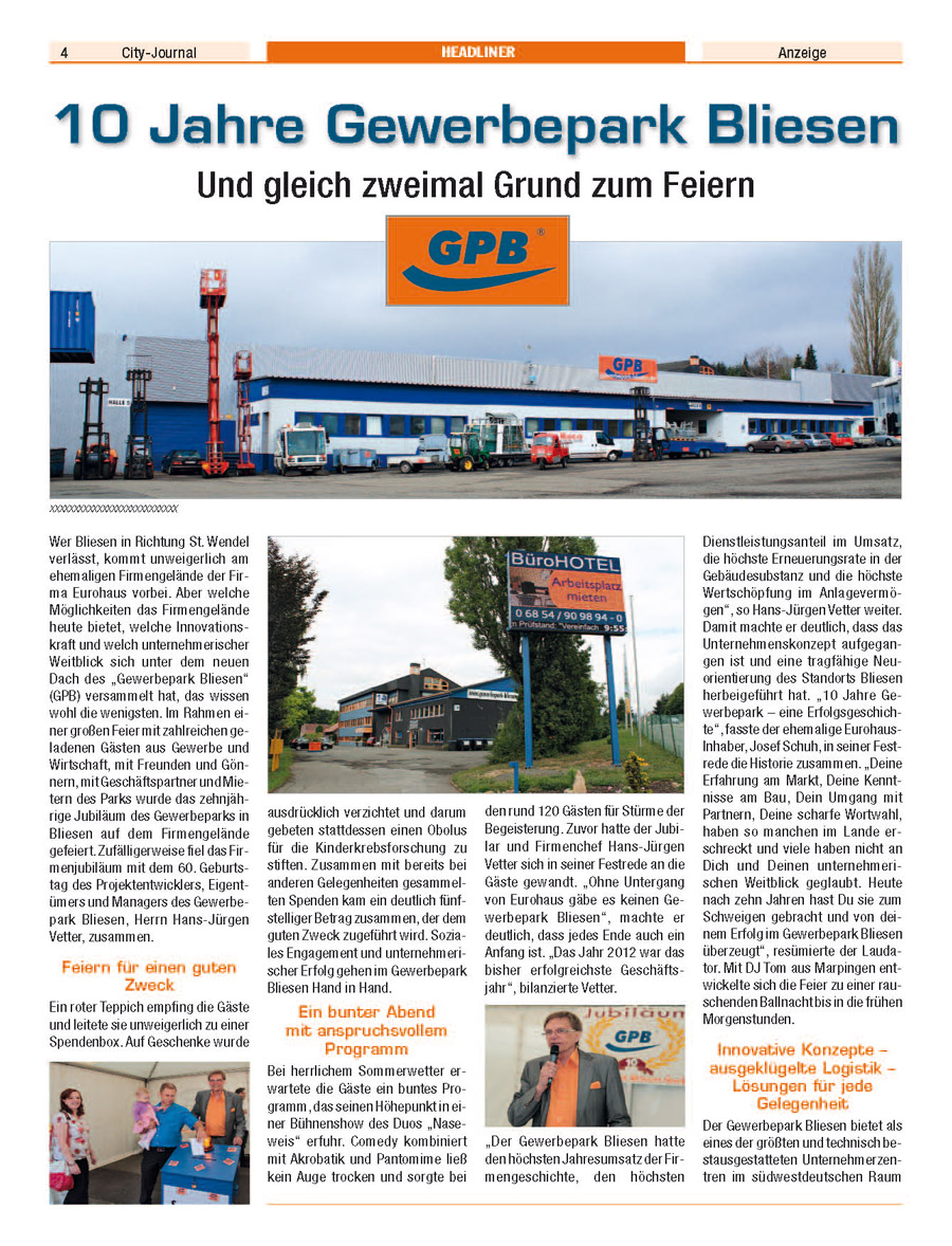 City-Journal - 10 Jahre Gewerbepark Bliesen